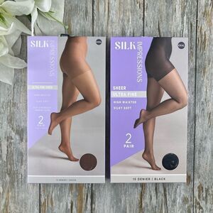 Silk Impressions Shimmer Sheer Pantyhose Stockings Sheer 15 Denier 2, 2-Packs 3X